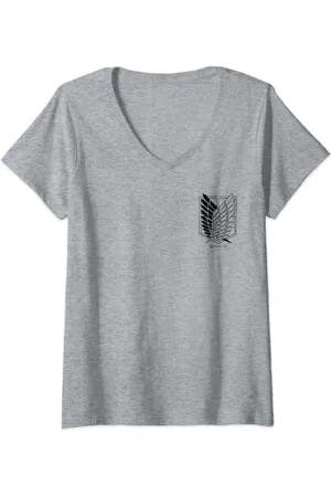 Attack on Titan Scout Regiment Survey Corps Pocket Logo T-Shirt mit V-Ausschnitt