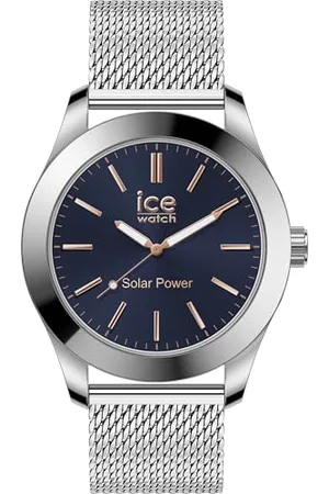 Ice-Watch Ice Steel Silver Dark Blue - Silbergraue Herrenuhr mit Metallarmband - 023794 (Medium)