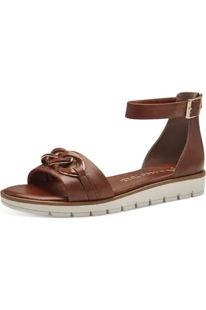 Marco Tozzi Damen Sandalen mit Keilabsatz Hinten geschlossen Vegan, Braun , 41 EU