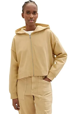 TOM TAILOR Damen 1035351 Basic Sweatjacke mit Kapuze, 31041-Brown Rice, XXL