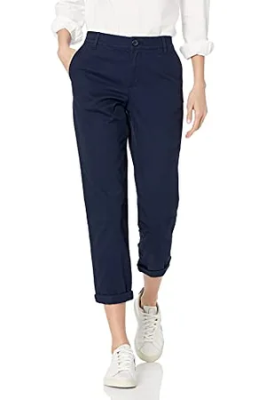 Amazon Damen 3/4-Crop-Khakihose mit mittelhohem Bund und schmal zulaufendem Bein (in Übergrößen erhältlich), , 36-38