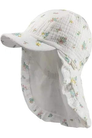 Sterntaler Schirmmütze mit Nackenschutz Blümchen für Mädchen - Baby Mütze aus Bio -Baumwollmuesselin - Sonnenkappe Baby gefüttert mit Baumwollstoff - , 47