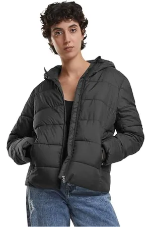 Urban classics Damen Winterjacke Ladies Short Puffer Jacket With Hood, kurze Winterjacke mit Kapuze und Gummizug im Rücken