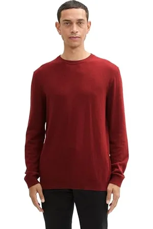 TOM TAILOR Herren 1043266 Basic Strickpullover mit Kaschmir, 35676-Burgundy Dark Red Melange, X-Large