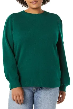Amazon Damen Soft-Touch-Pullover mit plissierter Schulter und Rundhalsausschnitt, , M