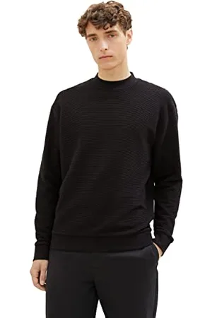 TOM TAILOR Herren 1037599 Crewneck Ottoman Sweatshirt, 29999-Black, L