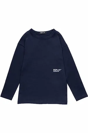 Replay Jungen Langarmshirt aus Baumwolle mit Logo Tiger Print, (Blau), 8 Jahre
