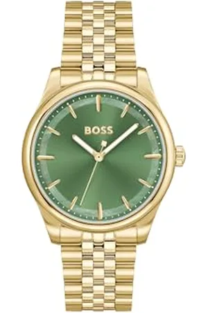 HUGO BOSS Uhr mit DREI-Zeiger-Quarzwerk für Damen Kollektion Graceful mit Goldfarben Edelstahlarmband - 1502780