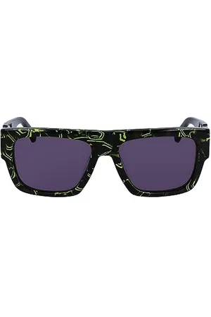 Calvin Klein Herren Ckj23654s Sonnenbrille, Schwarz/Partygrün, Einheitsgröße