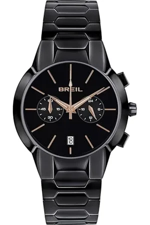 Breil Herrenkollektion Armbanduhr New ONE TW1848 - Wasserdichter Herren Chronograph - Edelstahlarmbanduhr - TMI VK64 Uhrwerk - Schwarzes Zifferblatt mit Edelstahlband