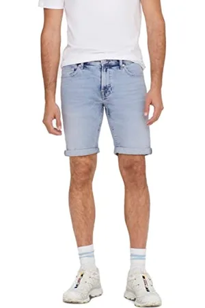Only & Sons Herren Jeans Short ONSPLY 5189 - Regular Fit - Blau - Light Blue, Größe:L, Farbe: 22025189