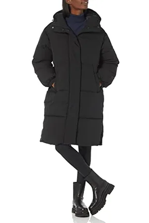 Amazon Damen Lange Oversize-Daunenjacke mit Kapuze (in Übergröße erhältlich), , XS