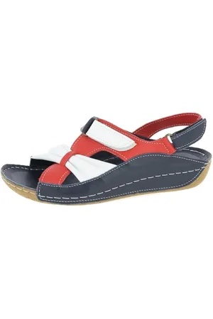 Andrea Conti Damen Sandalette Sandale, d.blau/weiß/Chili, 37 EU