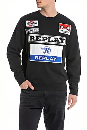 Replay Herren Sweatshirt Racing ohne Kapuze, (Schwarz), XL