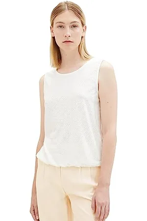 TOM TAILOR Damen 1036793 Top mit Muster, 10315-Whisper White, 3XL