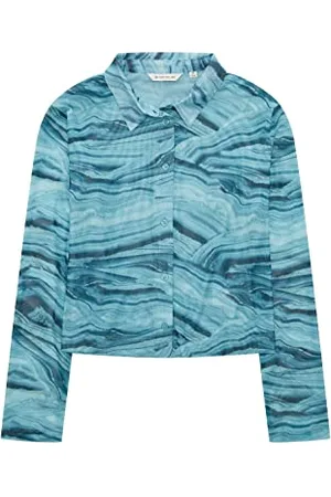 TOM TAILOR Mädchen Kinder Cropped Shirt aus Mesh 1033909, Blau, 176