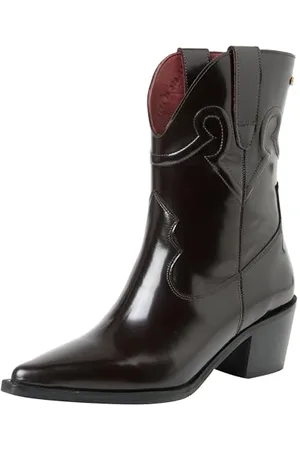 Fred de la Bretoniere Damen Jolie Western Bootie Ankle Boot, Dark Brown, 36 EU