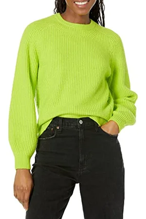 Amazon Damen Rippstrick-Pullover mit Rundhalsausschnitt, , M