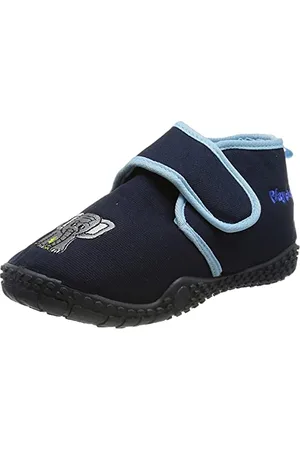 Playshoes Unisex Kinder Hausschuhe mit praktischem Klettverschluss, niedliche Hüttenschuhe für Mädchen und Jungen mit -Motiv, Marine, 20/21 EU