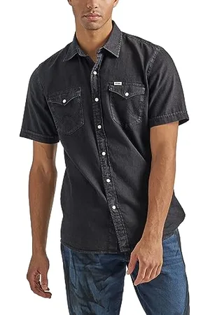 Wrangler Herren Kurzarm Western Denim Hemd, , Klein