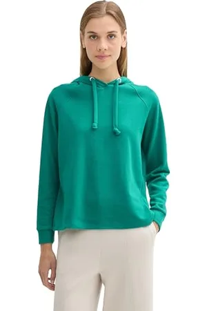 TOM TAILOR Damen 1042827 Basic Hoodie mit Kapuze, 37073-Bright Jade Green, 42