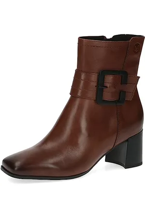 Caprice Damen Stiefeletten mit Absatz Memotion aus Leder Blockabsatz Weite G, Braun , 39 EU