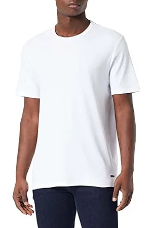 HUGO BOSS Herren Dozy Regular-Fit T-Shirt aus Pima-Baumwolle mit Kontrast-Logo Weiß L