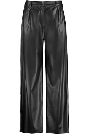 Gerry Weber Damen Weite Hose in Lederoptik unifarben reguläre Länge 36