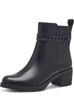 Tamaris COMFORT Damen Stiefeletten mit Absatz aus Leder Blockabsatz, Schwarz , 37 EU