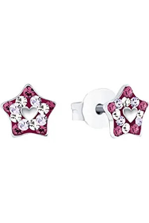 Prinzessin Lillifee Ohrstecker 925 Sterling Silber Mädchen Kinder Ohrschmuck, mit Preciosa, 0,6 cm, Silber, Stern, Kommt in Schmuck Geschenk Box, 2035299