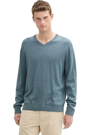 TOM TAILOR Herren Strickpullover mit V-Ausschnitt, , L