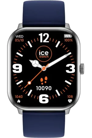 Ice-Watch ICE smart Silver Navy - Silbergraue Smartwatch für Herren/Unisex mit Silikonarmband - 021412 (1,85")