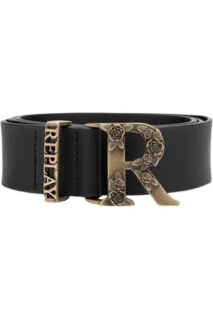 Replay Damen Gürtel mit Logoschnalle, Schwarz (Sun Black 0099), 100
