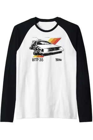 Back To The Future 35th Retro Stripe DeLorean Raglan