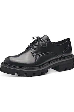 Marco Tozzi Damen Schnürschuhe aus Kunstleder Plateau, Schwarz , 40
