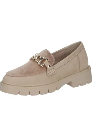 Caprice Damen Loafer mit Absatz Blockabsatz Elegant, Beige , 41 EU