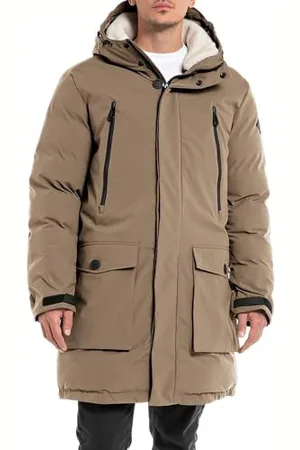 Replay Herren Jacke Parka mit Kapuze, (Braun), M