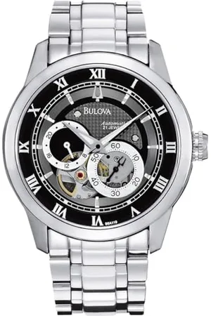 BULOVA Automatic 96A119 - Herren Designer-Automatikuhr - Armband aus Edelstahl - schwarzes Zifferblatt