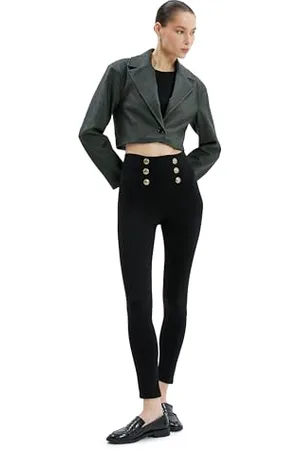 Koton Women Leggings Pants Button Detail High Rise Rayon Fabric