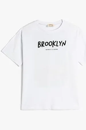 Koton Boys Brooklyn T-Shirt Back Printed Short Sleeve Crew Neck Cotton