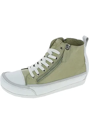 Andrea Conti Damen High Top Sneaker, Khaki/weiß, 36 EU