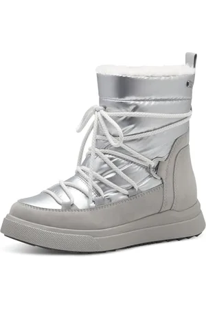 Jana Damen Winterstiefeletten zum Schnüren Wasserabweisend Vegan, Grau (Grau/Silber), 41 EU