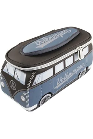 Brisa VW Collection - Volkswagen Neopren Universal-Schmink-Kosmetik-Kultur-Reise-Apotheke-Tasche-Beutel im T1 Bulli Bus Design (Petrol & Braun/Groß)