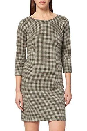 TOM TAILOR Damen 1029250 Print Kleid, 28373-Beige Green Small Check, 32
