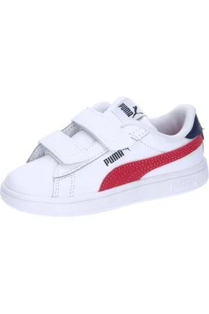 PUMA Unisex Baby Smash 3.0 L V Inf Sneaker, White-Club Red-Club Navy, 20 EU