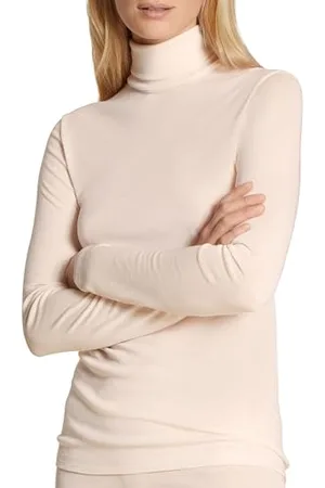 Calida True Confidence Langarmshirt mit Rollkragen Damen, aus Wolle-Seide, Feinripp, temperaturausgleichend und geruchsneutralisierend