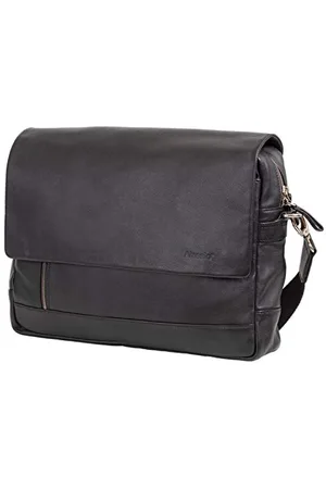 Alassio 47035 - Schultertasche ORO, Laptoptasche für 14 Zoll Notebooks, Umhängetasche aus Echtleder, Tasche mit gepolstertem Laptopfach und Reißverschluss Hauptfach in , ca. 28 x 38 x 9,5 cm