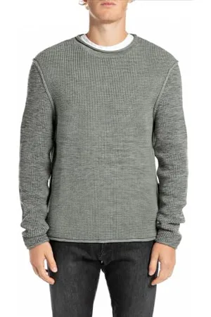 Replay Herren Pullover mit Rundhalsausschnitt, Grau (Grey Metal Melange M05), L