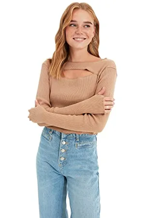 Trendyol Damen Cut Out Detailed Knitted Blouse, , L EU