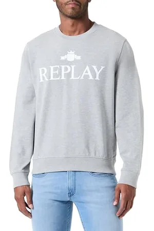 Replay Herren Sweatshirt mit Logo, Grün (Light Grey Melange... M08), XS